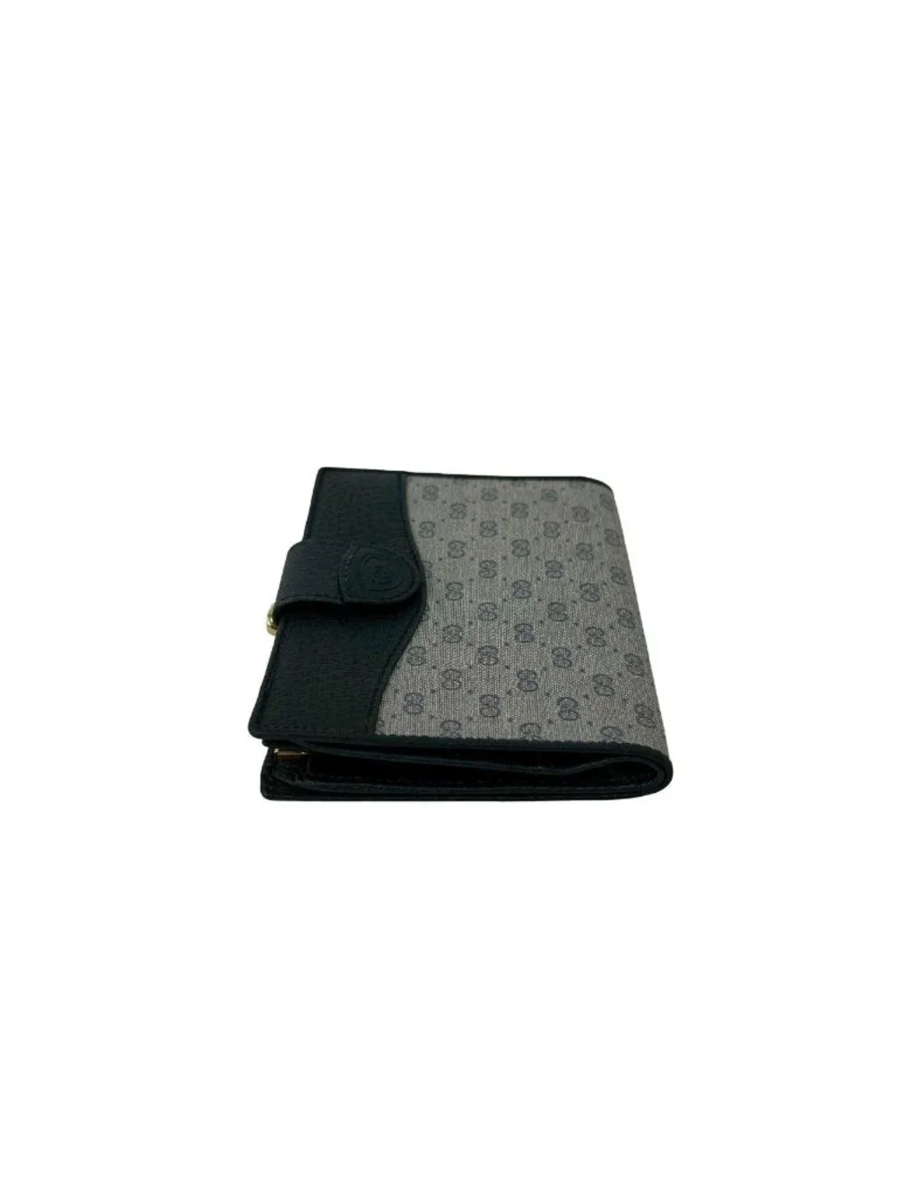 Gucci Vintage Micro GG Logo Leather Kiss Lock Bifold Wallet Navy - Picture 4 of 10